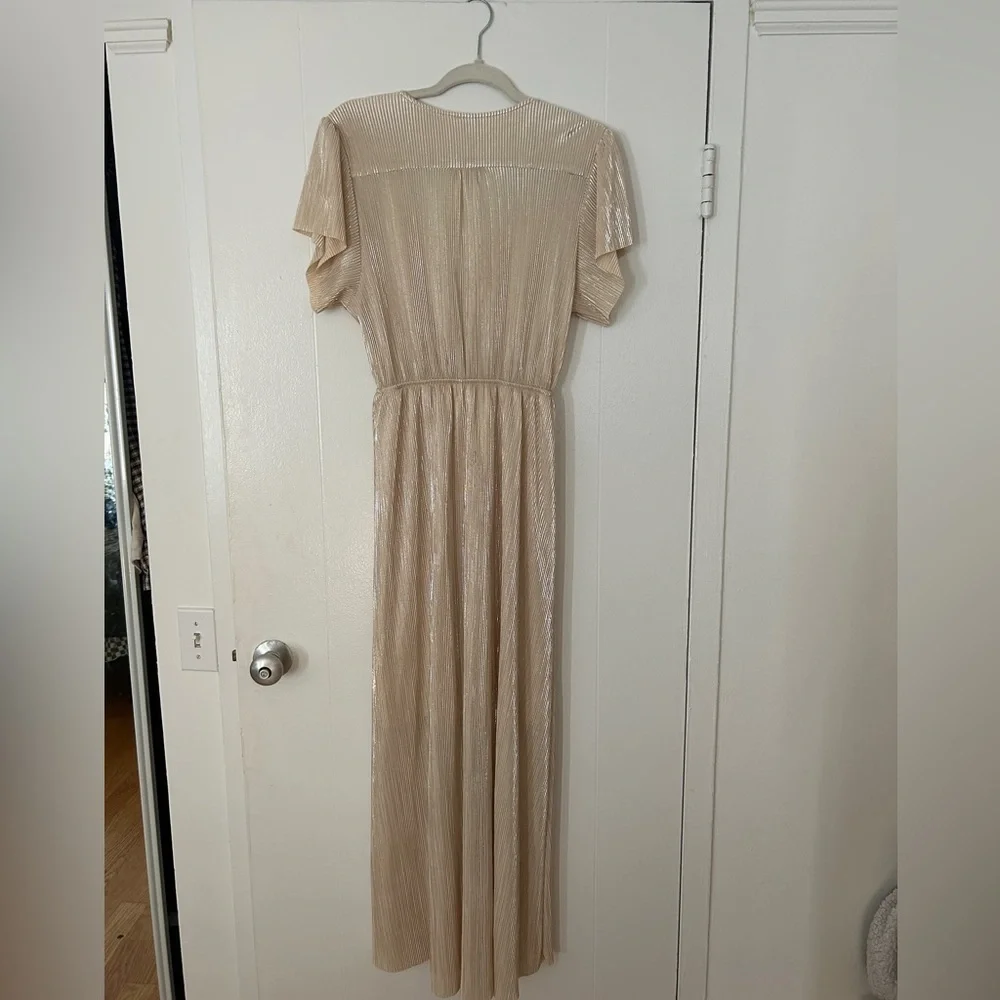 Baltic Born Pleated Champagne Maxi Dress Cocktail Fancy Event New Years Eve - Picture 6 of 11